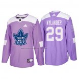 Camiseta Hockey Toronto Maple Leafs William Nylander 2018 Fights Cancer Violeta