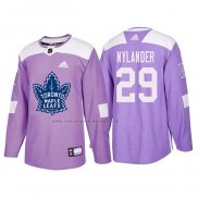 Camiseta Hockey Toronto Maple Leafs William Nylander 2018 Fights Cancer Violeta