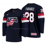 Camiseta Hockey USA Joel Farabee 2018 IIHF World Championship Jugador Azul
