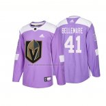 Camiseta Hockey Vegas Golden Knights Pierre Edouard Bellemare Autentico 2018 Fights Cancer Violeta
