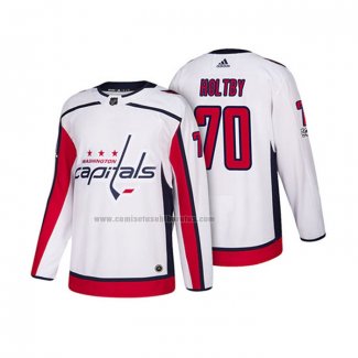 Camiseta Hockey Washington Capitals Braden Holtby 2018 Season Centennial Patch Team Road Blanco