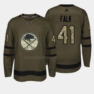 Camiseta Hockey Buffalo Sabres Justin Falk 2018 Salute To Service Verde Militar