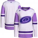 Camiseta Hockey Carolina Hurricanes Blank Practice Autentico 2018 Fights Cancer Blanco Violeta