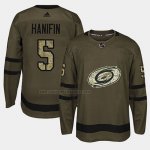 Camiseta Hockey Carolina Hurricanes Noah Hanifin 2018 Salute To Service Verde Militar