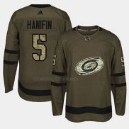 Camiseta Hockey Carolina Hurricanes Noah Hanifin 2018 Salute To Service Verde Militar
