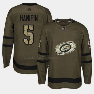 Camiseta Hockey Carolina Hurricanes Noah Hanifin 2018 Salute To Service Verde Militar