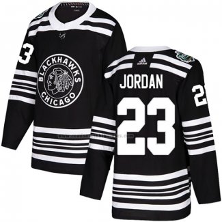 Camiseta Hockey Chicago Blackhawks Michael Jordan Autentico 2019 Winter Classic Negro