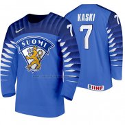 Camiseta Hockey Finlandia Oliwer Kaski Segunda 2020 IIHF World Championship Azul