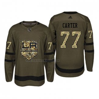 Camiseta Hockey Los Angeles Kings Jeff Carter 2018 Salute To Service Verde Militar