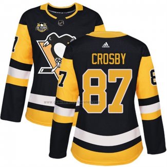 Camiseta Hockey Mujer Pittsburgh Penguins Sidney Crosby 50 Anniversary Primera Premier Negro
