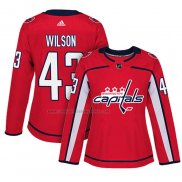 Camiseta Hockey Mujer Washington Capitals Tom Wilson Primera Autentico Jugador Rojo