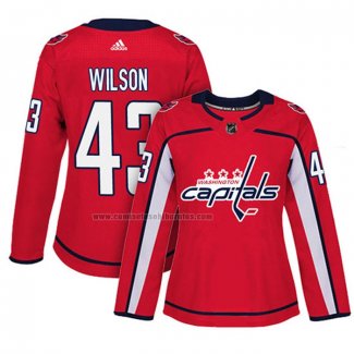Camiseta Hockey Mujer Washington Capitals Tom Wilson Primera Autentico Jugador Rojo