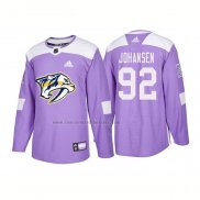 Camiseta Hockey Nashville Predators Ryan Johansen Autentico 2018 Fights Cancer Violeta