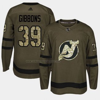 Camiseta Hockey New Jersey Devils Brian Gibbons 2018 Salute To Service Verde Militar