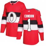 Camiseta Hockey Ottawa Senators Mike Condon Autentico 2017 100 Classic Rojo