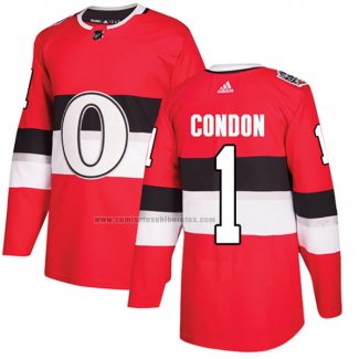 Camiseta Hockey Ottawa Senators Mike Condon Autentico 2017 100 Classic Rojo