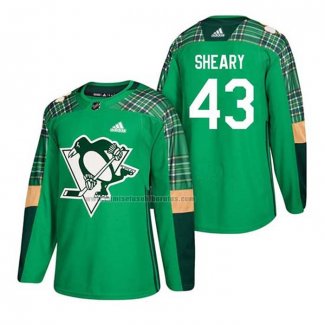 Camiseta Hockey Pittsburgh Penguins Conor Sheary 2018 Dia de San Patricio Verde