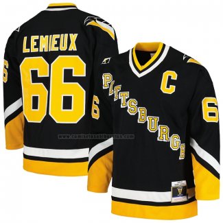 Camiseta Hockey Pittsburgh Penguins Mario Lemieux Mitchell & Ness 1992-93 Azul Line Negro