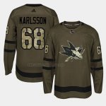 Camiseta Hockey San Jose Sharks Melker Karlsson 2018 Salute To Service Verde Militar