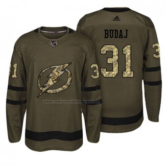 Camiseta Hockey Tampa Bay Lightning Peter Budaj Salute To Service Verde Militar