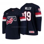 Camiseta Hockey USA K'andre Miller 2018 IIHF World Championship Jugador Azul