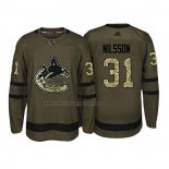 Camiseta Hockey Vancouver Canucks Anders Nilsson 2018 Salute To Service Verde Militar