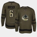 Camiseta Hockey Vancouver Canucks Brock Boeser 2018 Salute To Service Verde Militar