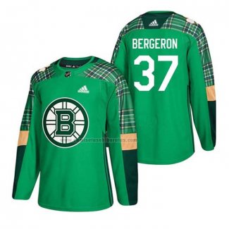 Camiseta Hockey Boston Bruins Patrice Bergeron 2018 Dia de San Patricio Verde