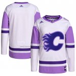 Camiseta Hockey Calgary Flames Blank Practice Autentico 2018 Fights Cancer Blanco Violeta