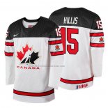 Camiseta Hockey Canada Cameron Hillis 2018 IIHF World Championship Jugador Blanco