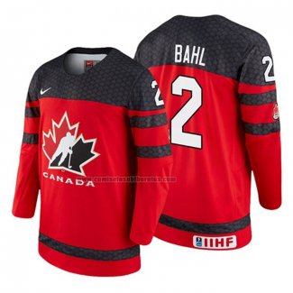 Camiseta Hockey Canada Kevin Bahl 2018 IIHF World Championship Jugador Rojo