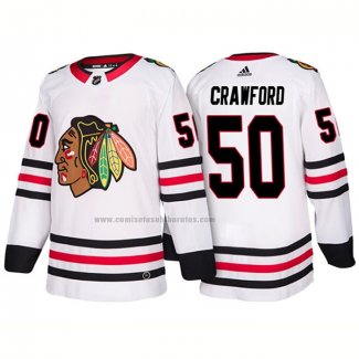 Camiseta Hockey Chicago Blackhawks Corey Crawford Segunda 2018 Blanco
