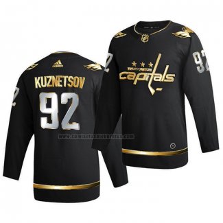 Camiseta Hockey Golden Edition Washington Capitals Evgeny Kuznetsov Limited Autentico 2020-21 Negro