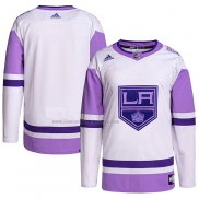 Camiseta Hockey Los Angeles Kings Blank Practice Autentico 2018 Fights Cancer Blanco Violeta