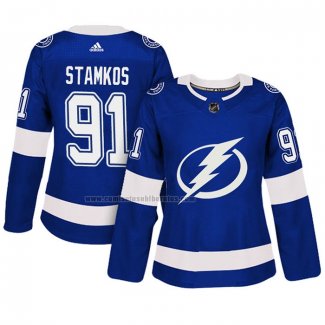 Camiseta Hockey Mujer Tampa Bay Lightning Steven Stamkos Autentico Jugador Azul
