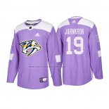 Camiseta Hockey Nashville Predators Calle Jarnkrok Autentico 2018 Fights Cancer Violeta