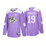Camiseta Hockey Nashville Predators Calle Jarnkrok Autentico 2018 Fights Cancer Violeta