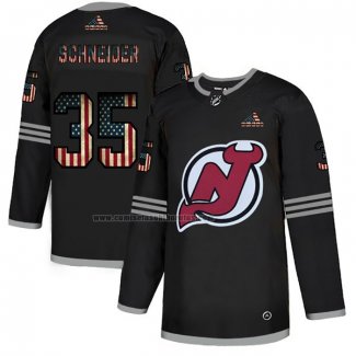 Camiseta Hockey New Jersey Devils Cory Schneider 2020 USA Flag Negro