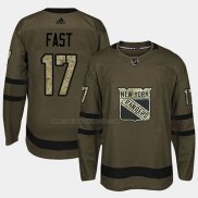 Camiseta Hockey New York Rangers Jesper Fast 2018 Salute To Service Verde Militar