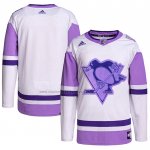 Camiseta Hockey Pittsburgh Penguins Blank Practice Autentico 2018 Fights Cancer Blanco Violeta