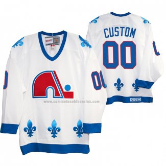 Camiseta Hockey Quebec Nordiques Heritage Vintage Replica Personalizada Blanco