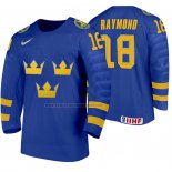 Camiseta Hockey Suecia Lucas Raymond Segunda 2020 IIHF World Junior Championship Azul