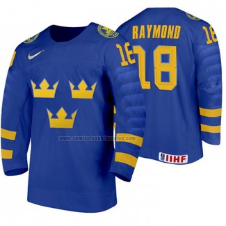 Camiseta Hockey Suecia Lucas Raymond Segunda 2020 IIHF World Junior Championship Azul