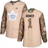 Camiseta Hockey Toronto Maple Leafs Johnny Bower Autentico 2017 Veterans Day Camuflaje