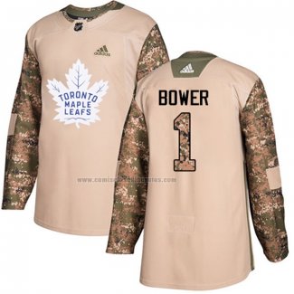 Camiseta Hockey Toronto Maple Leafs Johnny Bower Autentico 2017 Veterans Day Camuflaje