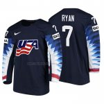 Camiseta Hockey USA Derek Ryan 2018 IIHF World Championship Jugador Negro