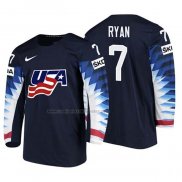 Camiseta Hockey USA Derek Ryan 2018 IIHF World Championship Jugador Negro