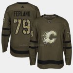Camiseta Hockey Calgary Flames Micheal Ferland 2018 Salute To Service Verde Militar