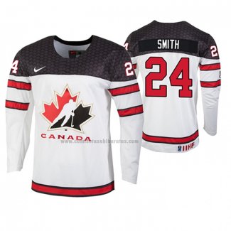 Camiseta Hockey Canada Ty Smith 2020 IIHF World Junior Championship Blanco