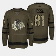 Camiseta Hockey Chicago Blackhawks Marian Hossa 2018 Salute To Service Verde Militar